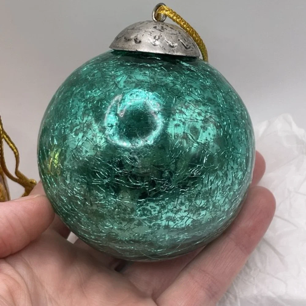 Gold Green Mercury Crackle Glass 3